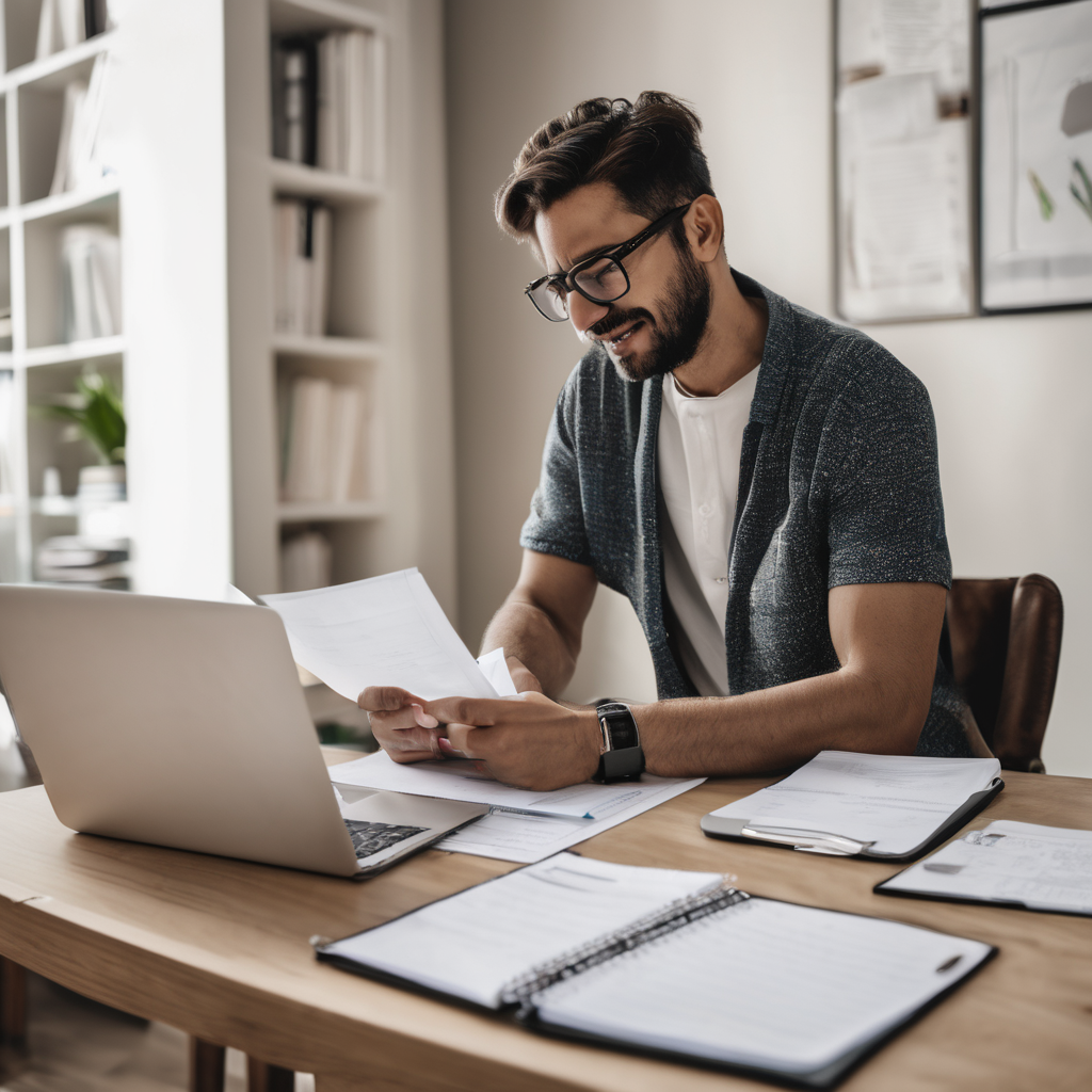 A person using a laptop for online notarization at home