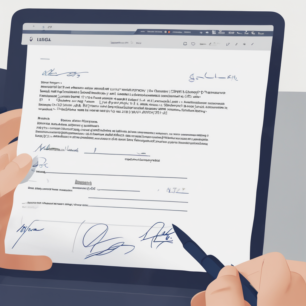 A close-up of a document being signed during a remote session.