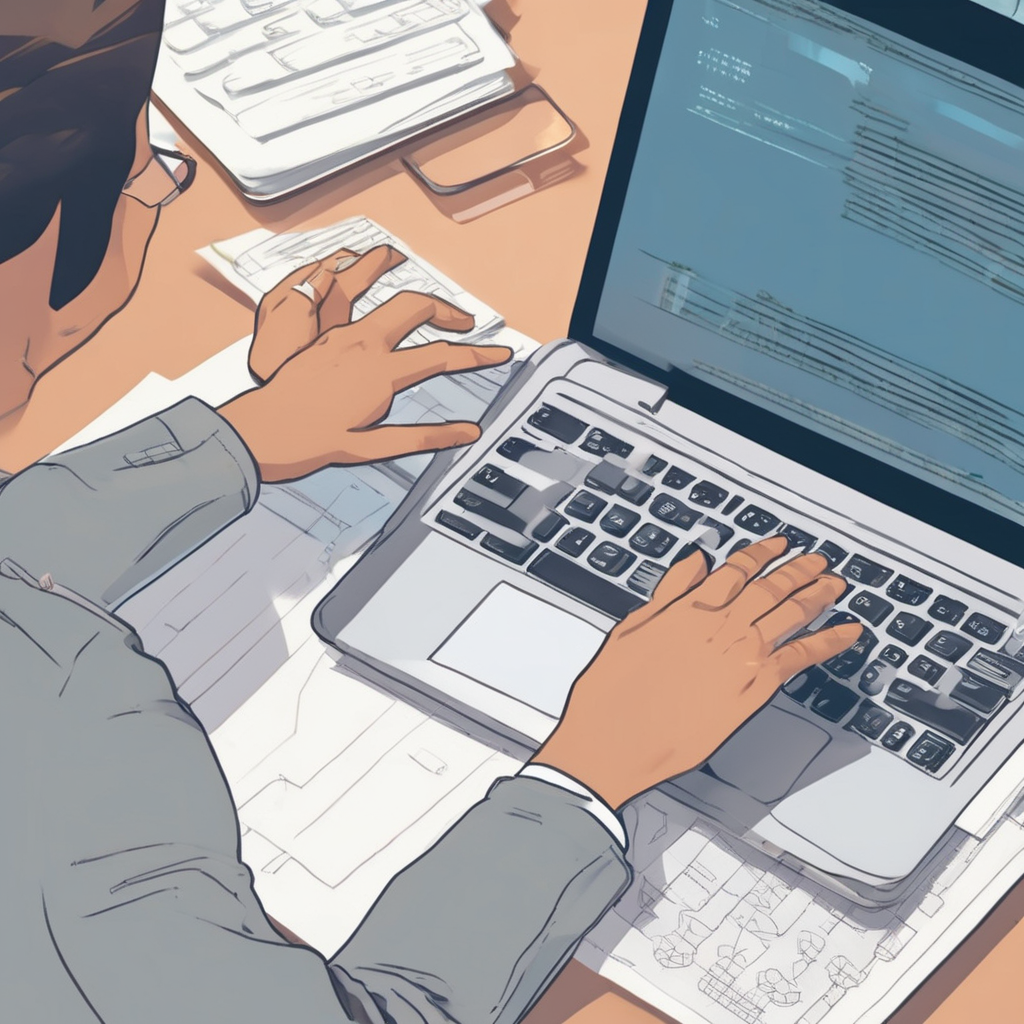 Person using a laptop for online notarization