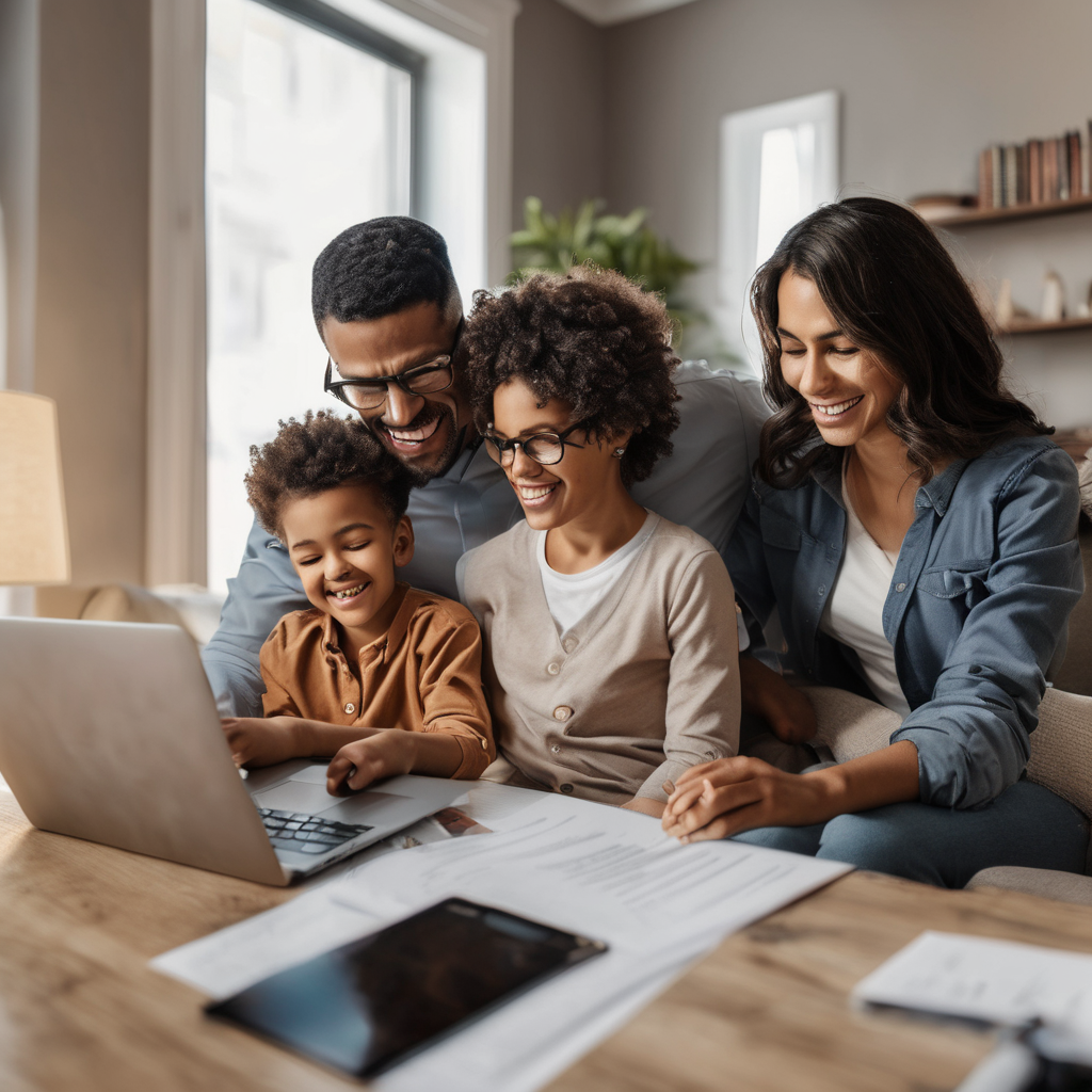 A family using NY Notary on their laptop